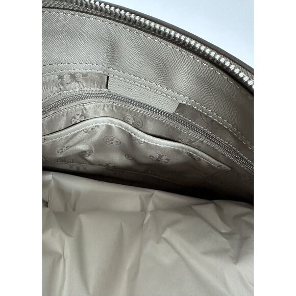 NWT! TORY BURCH EMERSON SMALL TOP ZIP LEATHER TOTE SHOULDER BAG GRAY HERON - Picture 7 of 11